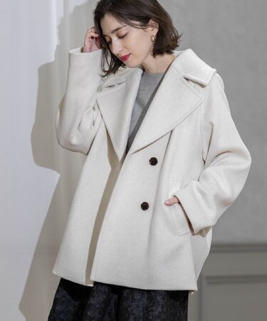 《S-LLsize》ウールカシミヤブレンド ミドルピーコート