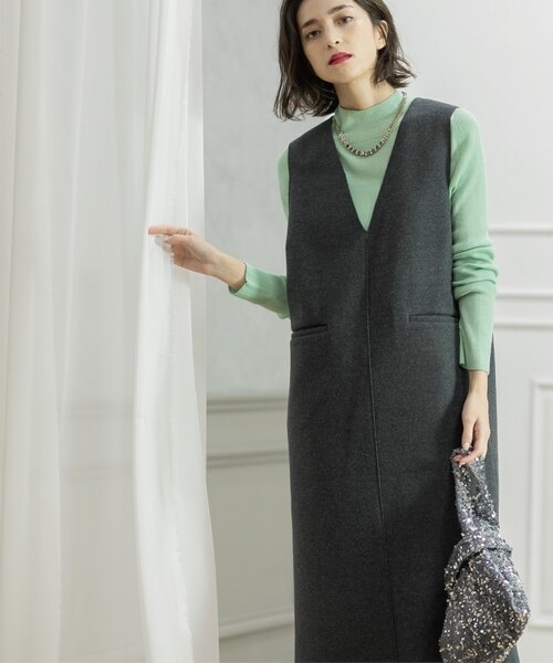 ウールライクメルトン ジャンパードレス【洗濯機洗い可】｜オペーク