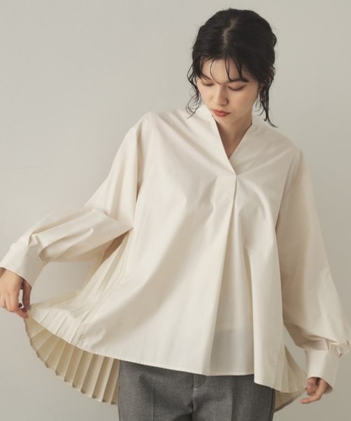 バックプリーツスキッパーシャツ【洗濯機洗い可】