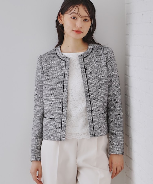 通勤・セレモニー対応》コットンツイードジャケット｜オペーク ドット