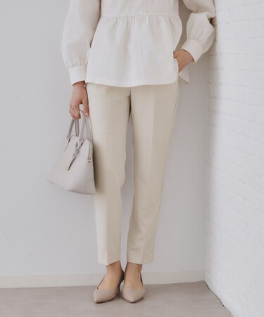 《通勤・セレモニー/セットアップ対応》テーパードパンツ/ダブルクロス【洗濯機洗い可】