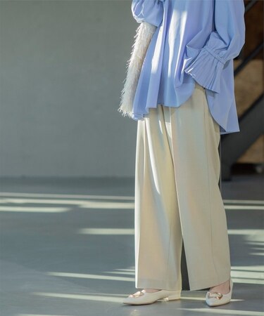 《S-LLsize》美脚ストレッチイージーワイドパンツ【洗濯機洗い可】