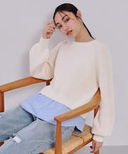 レイヤード風ミドルゲージニット【洗濯機洗い可】