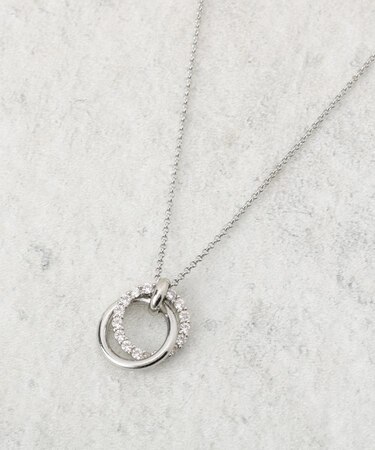 ダブルリングビジューネックレス