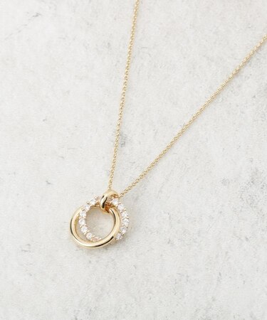 ダブルリングビジューネックレス