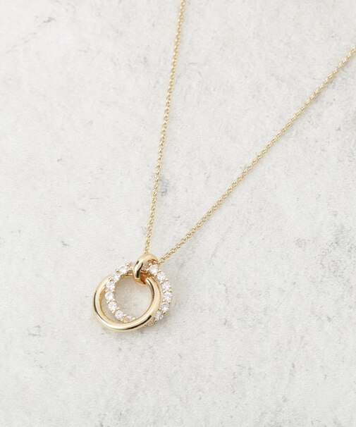 ダブルリングビジューネックレス