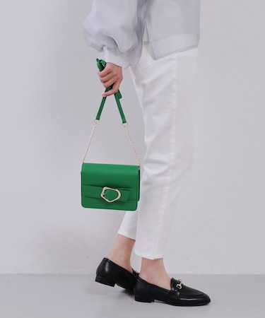 【ミラー付き】デザインバックルミニショルダーバッグ