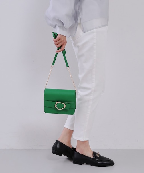 【ミラー付き】デザインバックルミニショルダーバッグ