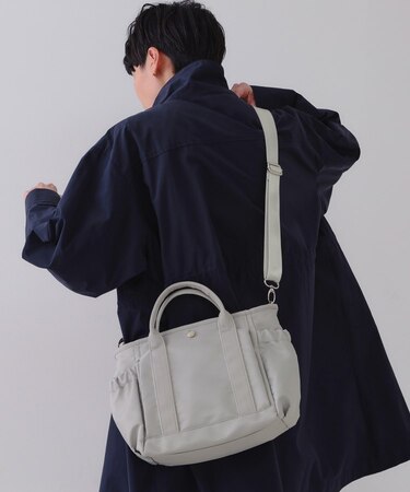【軽量／撥水加工／2WAY】マルチポケットミドルトートバッグ