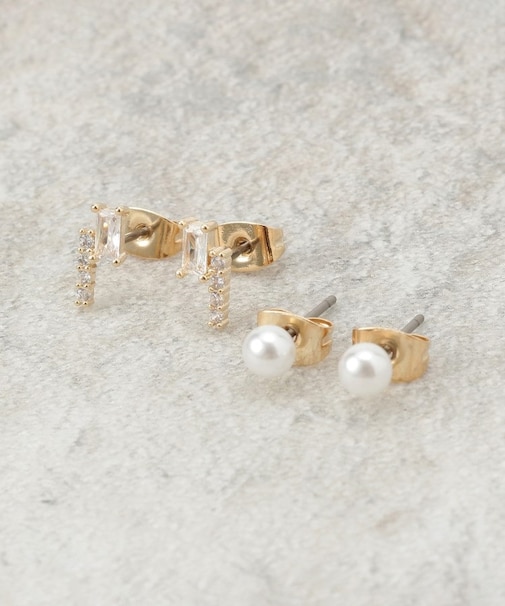 ビジュー×フェイクパールピアス