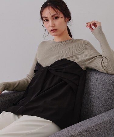 リボンビスチェドッキングニット【洗濯機洗い可】