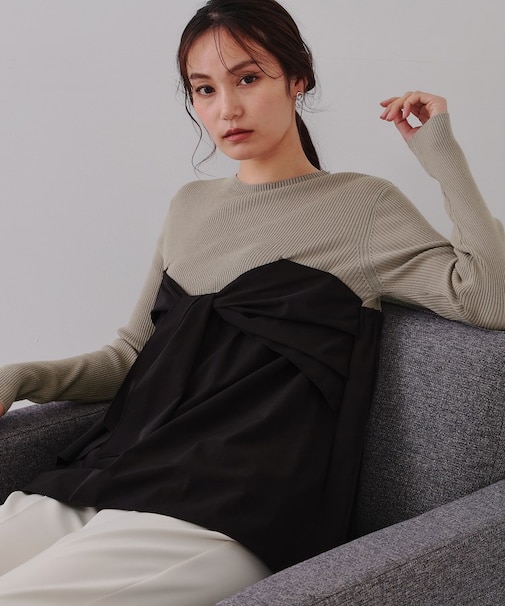 リボンビスチェドッキングニット【洗濯機洗い可】