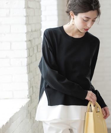 《ツインセット》ワイドニット×裾フレアタンクトップ【洗濯機洗い可/抗ピル】