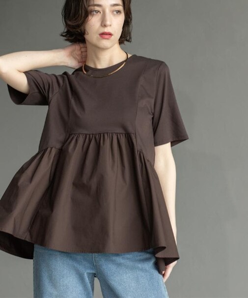 ペプラムドッキングカットソー【洗濯機洗い可】