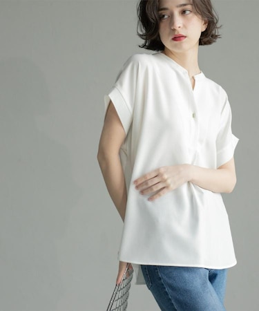 《7色展開/SS-LLサイズ》ストレッチスキッパーブラウス/セットアップ対応【洗濯機洗い可/防シワ】