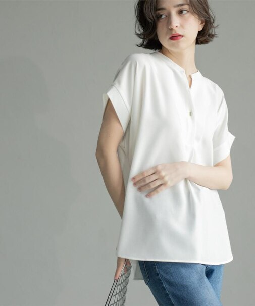 《7色展開/SS-LLサイズ》ストレッチスキッパーブラウス/セットアップ対応【洗濯機洗い可/防シワ】