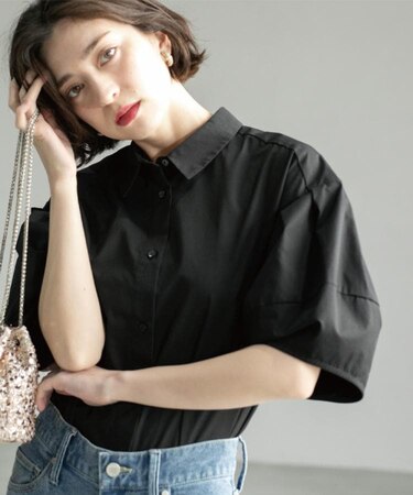 《美人百花掲載》ランタンスリーブシャツ【洗濯機洗い可】