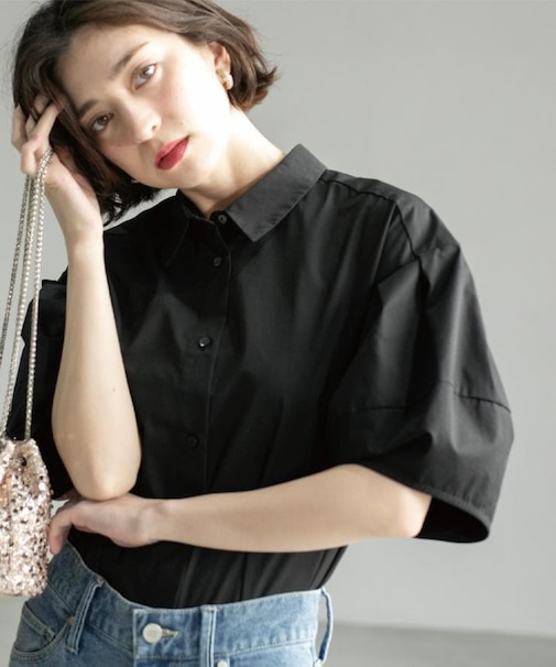 《美人百花掲載》ランタンスリーブシャツ【洗濯機洗い可】