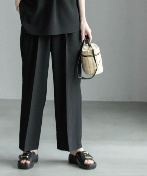 《6色展開/丈が選べる》美脚イージーワイドパンツ/セットアップ対応【ストレッチ/洗濯機洗い可/防シワ】