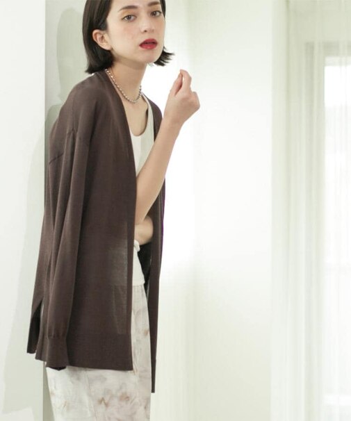 ミドル丈ニットカーディガン【抗ピル/洗濯機洗い可/接触冷感】