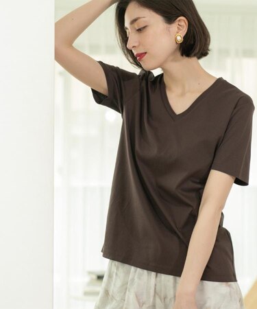 《5色展開/SS-LLサイズ》VネックベーシックTシャツ【接触冷感/洗濯機洗い可】