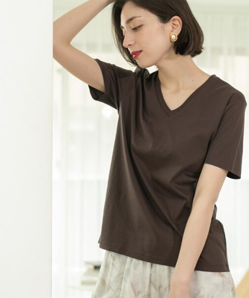 《5色展開/SS-LLサイズ》VネックベーシックTシャツ【接触冷感/洗濯機洗い可】