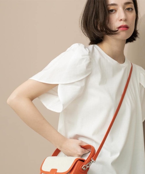 チューリップスリーブドッキングカットソー【洗濯機洗い可/接触冷感】