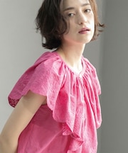 刺繍レースカラーブラウス