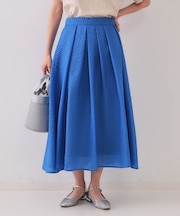 シアージャカードタックフレアスカート【洗濯機洗い可】