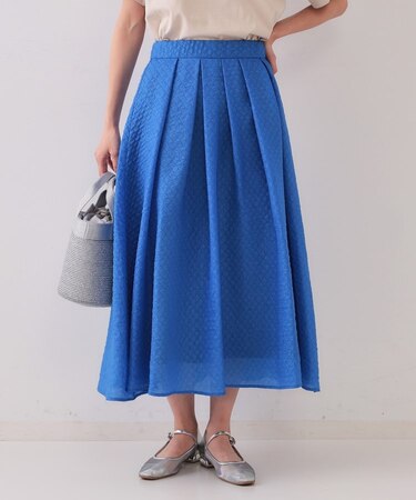 シアージャカードタックフレアスカート【洗濯機洗い可】