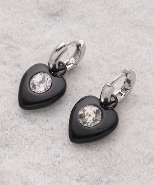 ブラック×ビジュー モチーフピアス