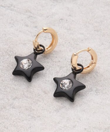 ブラック×ビジュー モチーフピアス