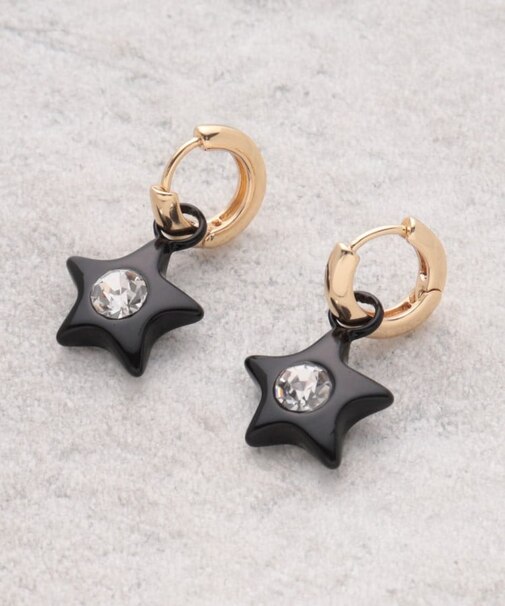 ブラック×ビジュー モチーフピアス