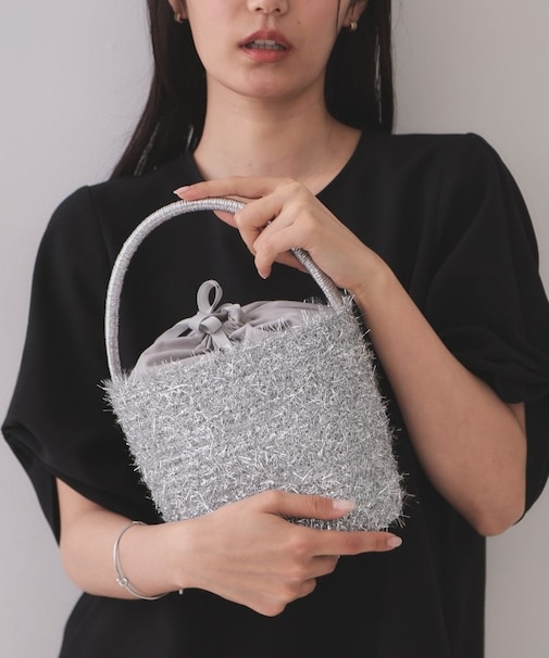 ラメバスケット調バケットバッグ