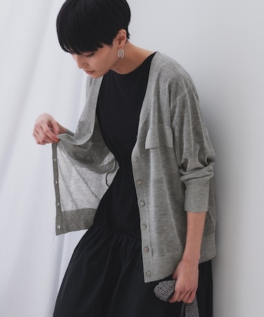 ポケットシアーニットカーディガン【洗濯機洗い可】