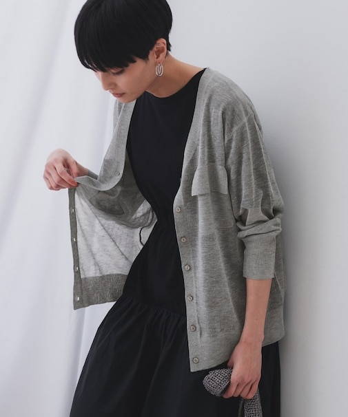 ポケットシアーニットカーディガン【洗濯機洗い可】