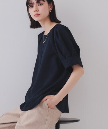 タックボリュームスリーブブラウス【洗濯機洗い可】