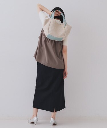 雑材合皮コンビマチ付きトートバッグ