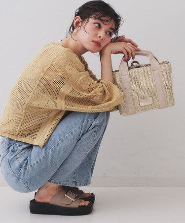 【2WAY】スクエアミドルペーパーかごバッグ