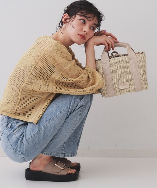 【2WAY】スクエアミドルペーパーかごバッグ