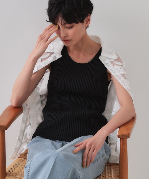 ラメニットタンクトップ【洗濯機洗い可/抗ピル】