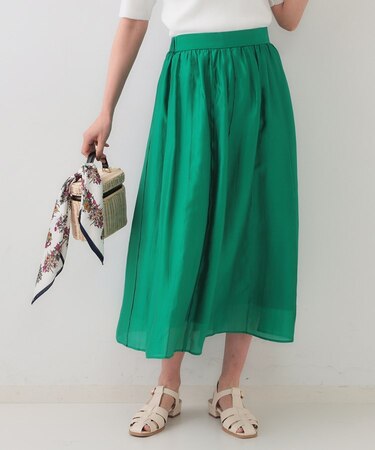 シアーピンタックフレアスカート【洗濯機洗い可】