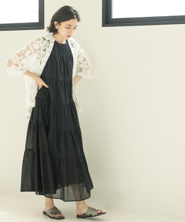 《Can Cam掲載》ティアードマキシドレス/オーガニックコットン混【洗濯機洗い可】