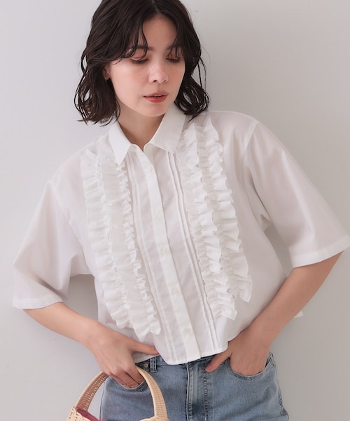 フリルショートシャツ【洗濯機洗い可】｜オペーク ドット クリップの