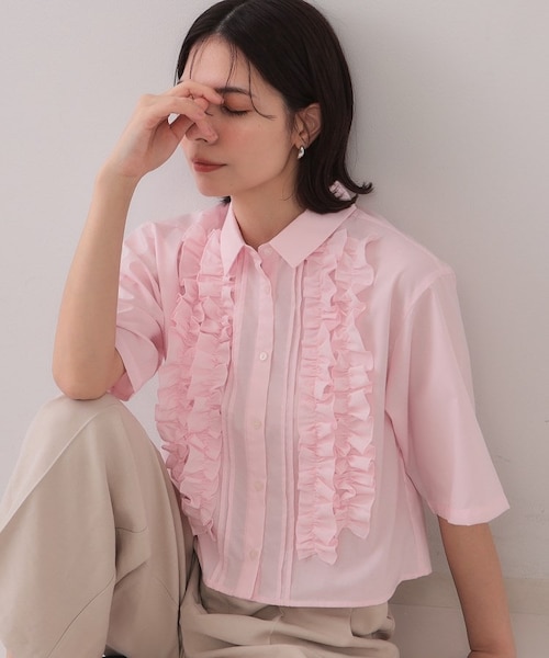 フリルショートシャツ【洗濯機洗い可】｜オペーク ドット クリップの