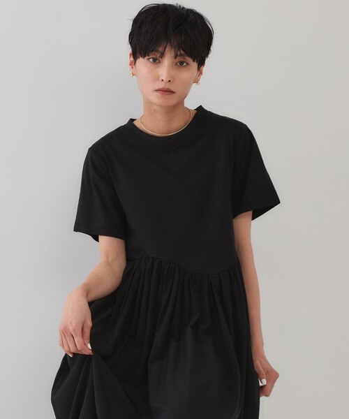 アシメドッキングフレアワンピース【洗濯機洗い可】｜オペーク ドット