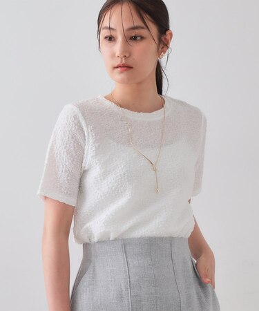 ふくれジャカードショートカットソー【洗濯機洗い可】