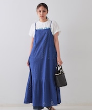 インドコットンアイレット刺繍キャミワンピース【洗える】
