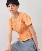 シャーリングショートTシャツ【洗濯機洗い可】