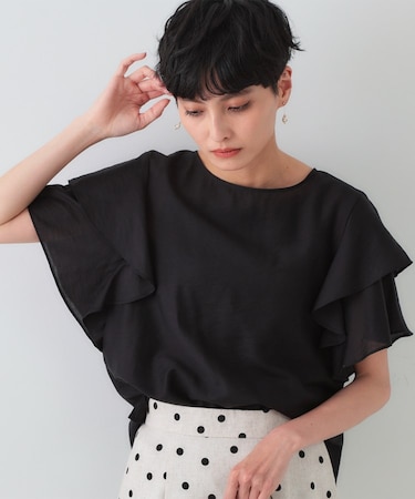 フリルスリーブブラウス【洗濯機洗い可】